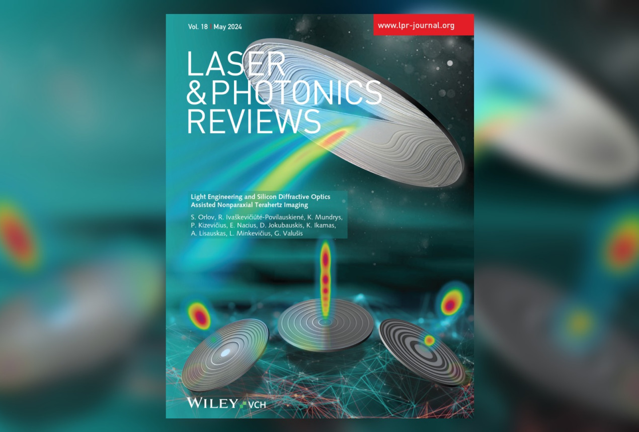 2024 m. gegužės mėn. „Laser & Photonics Reviews“ žurnalo viršelis. Rusnės Ivaškevičiūtės-Povilauskienės / onlinelibrary.wiley.com iliustracija