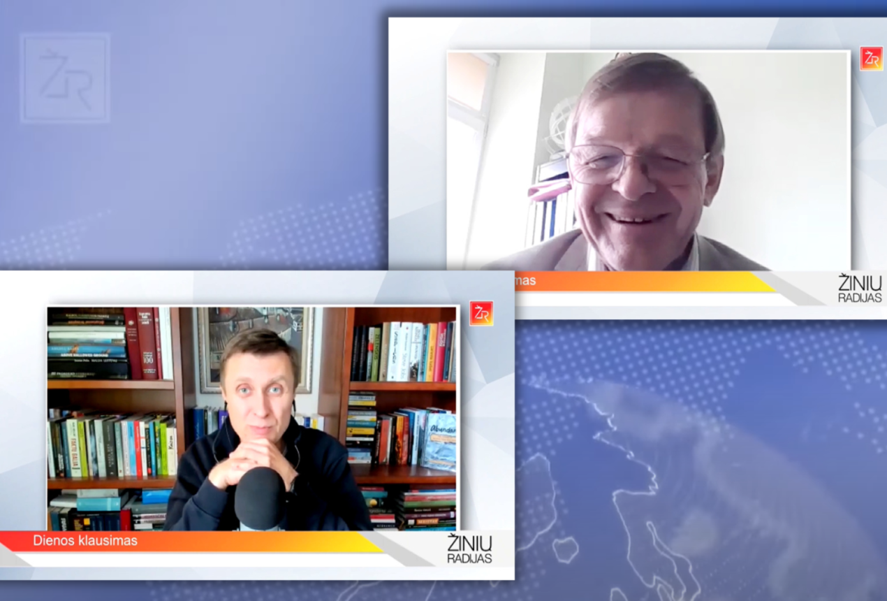 Aurimas Perednis ir dr. Gediminas Račiukaitis. „Žinių radijo“ jutubo kanalo videokadrai